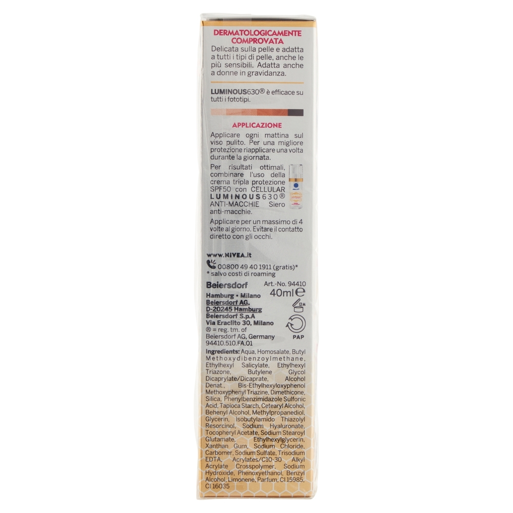 Nivea Cellular Luminous630 Anti-Macchie Crema Giorno SPF50 Tripla Protezione 40 ml